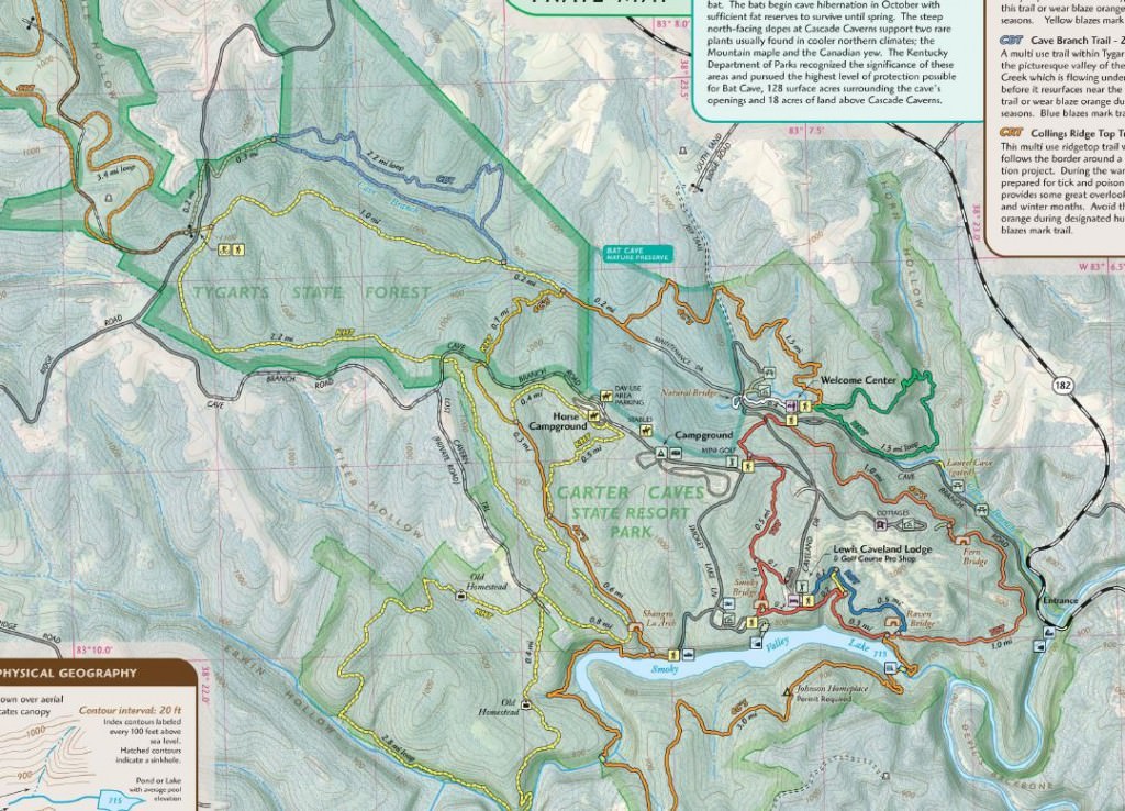 Carter Caves Trail Map Carter Caves State Park - Trailmeister Carter Caves Trail Map Carter Caves State Park - Trailmeister